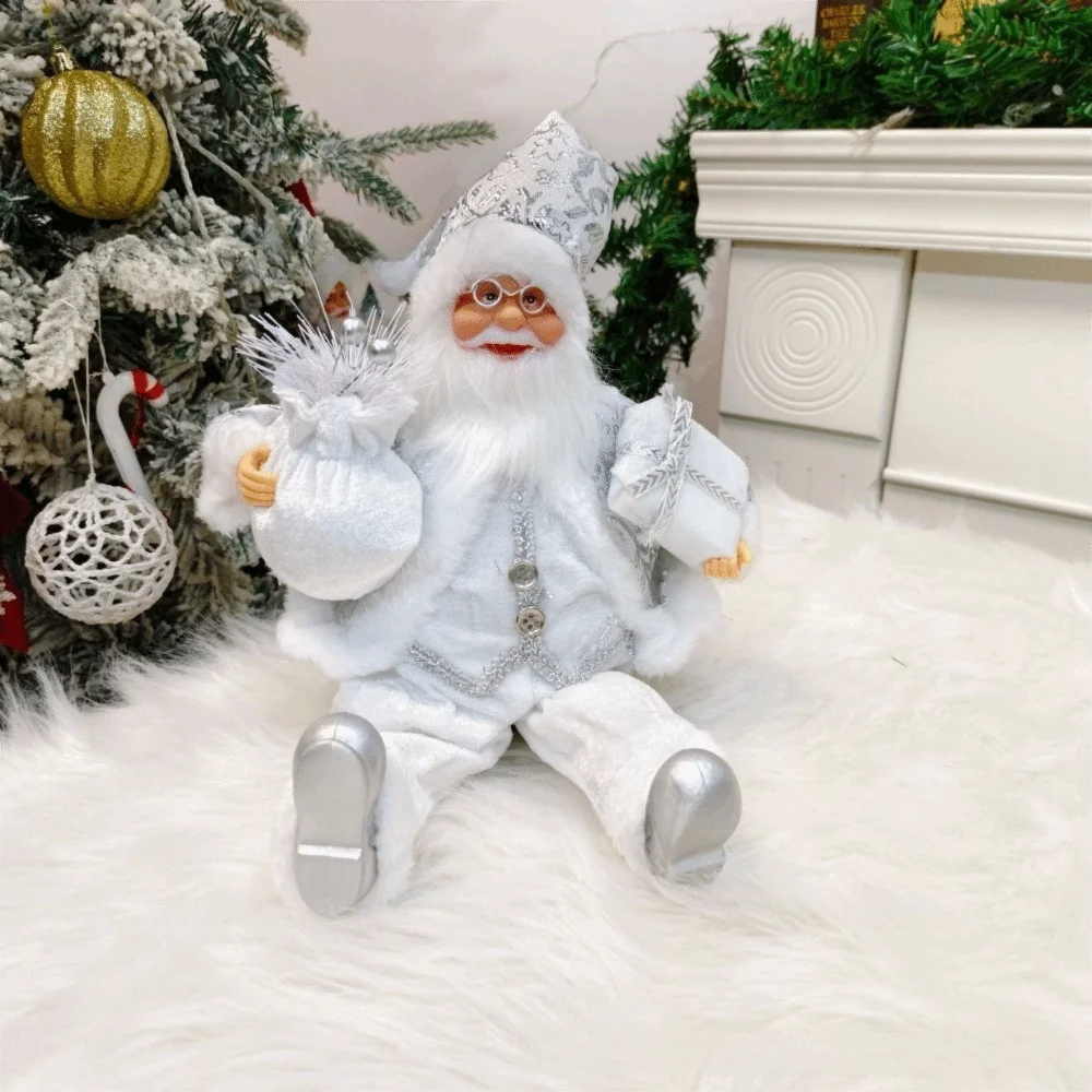 12 Inch Sitting Santa Claus Statue Home Ornaments Window Display Santa Claus Doll Figurine Christmas Decorations