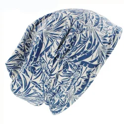 Autumn Winter Men Thin Skullies Beanies Print Design Hats For Women Lady Hot Feminino Multifunction Warm Scarf HT100