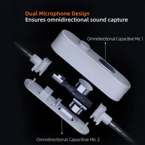 Imagen 2 del producto KZ -M2 Cable de actualización chapado en plata de doble micrófono Nuevo punto de referencia de toda la industria Micrófono dual integrado de grado profesión