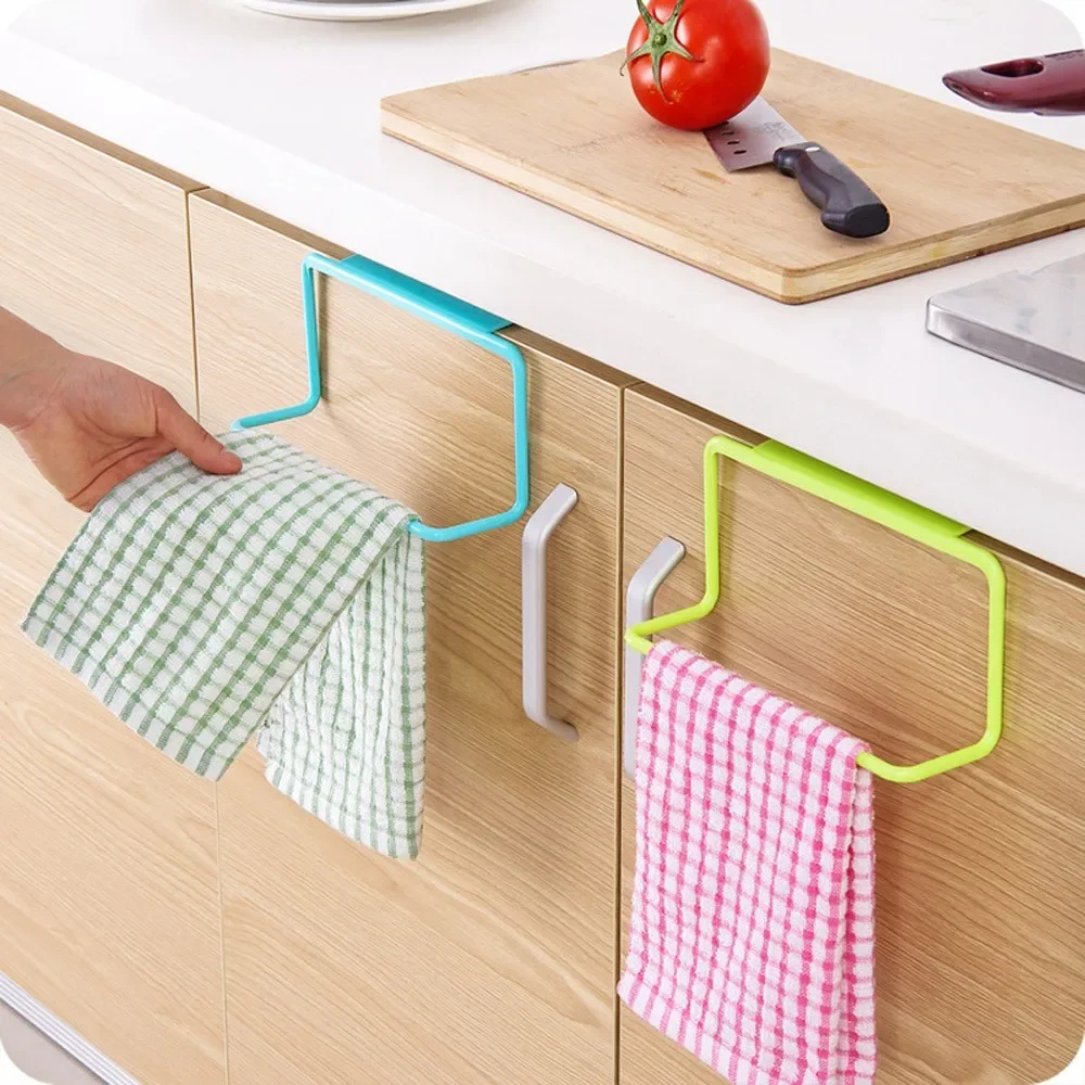 1/2Pcs Plastic Hanging Holder Towel Rack Multifunction Cupboard Cabinet Door Back Kitchen Accessories Home Storage Organizer