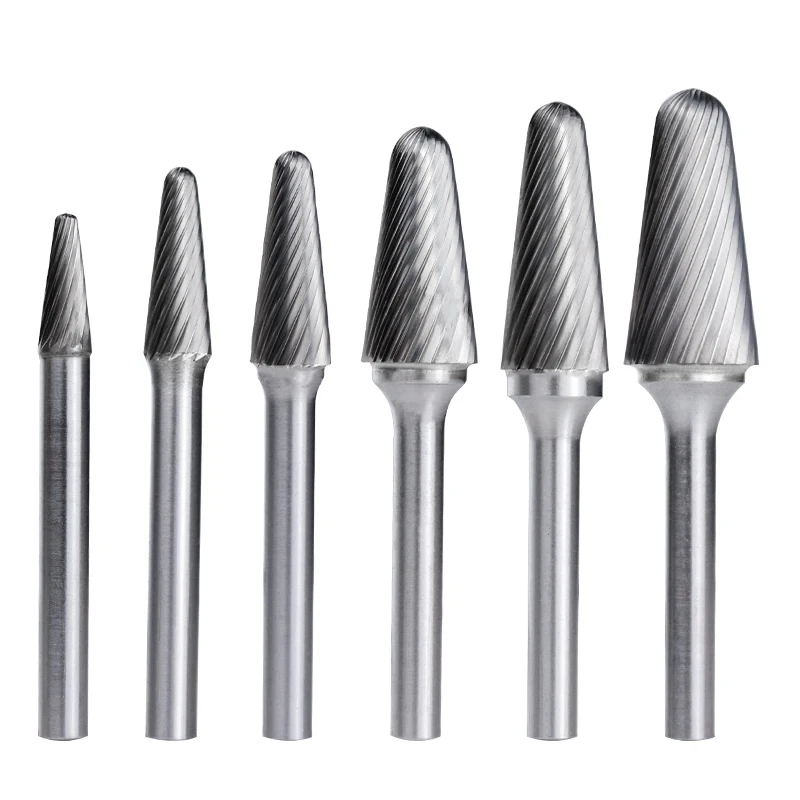 Afbeelding 6: HAMPTON Carbide Burr 6mm Schacht L Type Single Cut Roterende Vijl Voor Roterende Metaalboor Frezen Carving Gereedschap