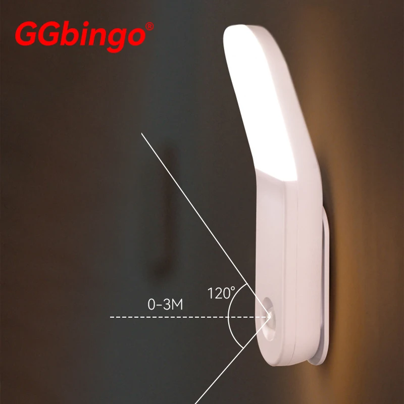 ไฟกลางคืน LED ชาร์จผ่าน USB พร้อมเซ็นเซอร์ตรวจจับความเคลื่อนไหวของร่างกายมนุษย์ สำหรับบันได ตู้เสื้อผ้า ห้องนอน