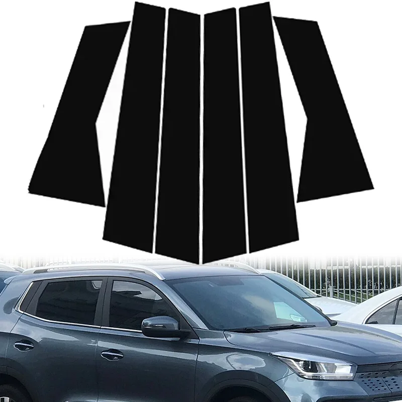 6Pcs Car Door Window Pillar Posts Trims Decorative Strickers Auto Accessories Fit For Chery Tiggo 3 4 2017 2018 2019 2020 2021