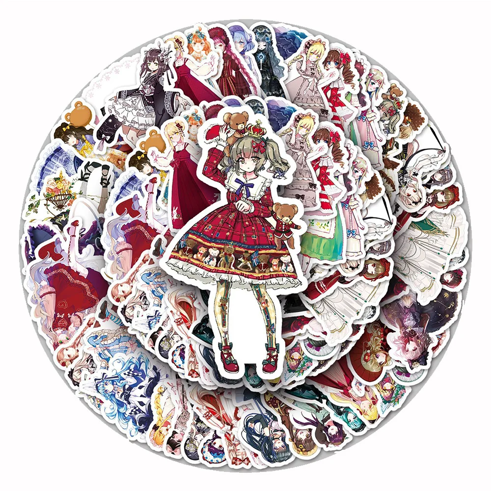 10/30/50pcs Kawaii Anime Lolita Girl Stickers Cute Dress Up 