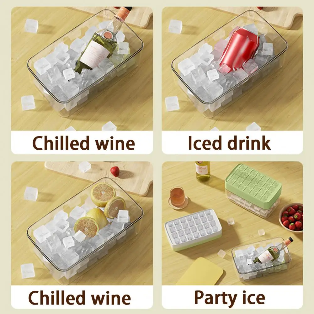 

Ice Tray Mold Convenient Double Layer Food Grade Home Ice Grid Multipurpose Ice Storage Box Kitchen Supplies