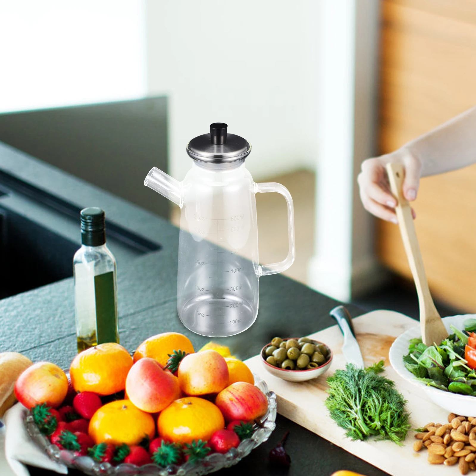 

1Set Multipurpose Glass Oil Bottle Clear Containers for Cooking Oils Vinegar Soy Sauce Leakproof Kitchen Gadget