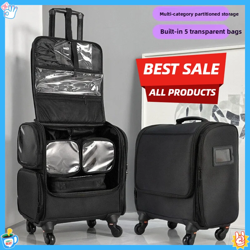 Rolling Makeup Case Large Capacity Tattoo Nail Artist Storage Organizer Kit Travel Portable