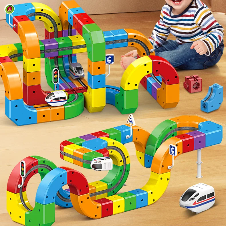 ชุดรางรถไฟแม่เหล็กไฟฟ้าพร้อมรถไฟต้านแรงโน้มถ่วง ของเล่น STEM สร้างสรรค์ รางรถไฟ DIY สำหรับเด็ก ของขวัญ