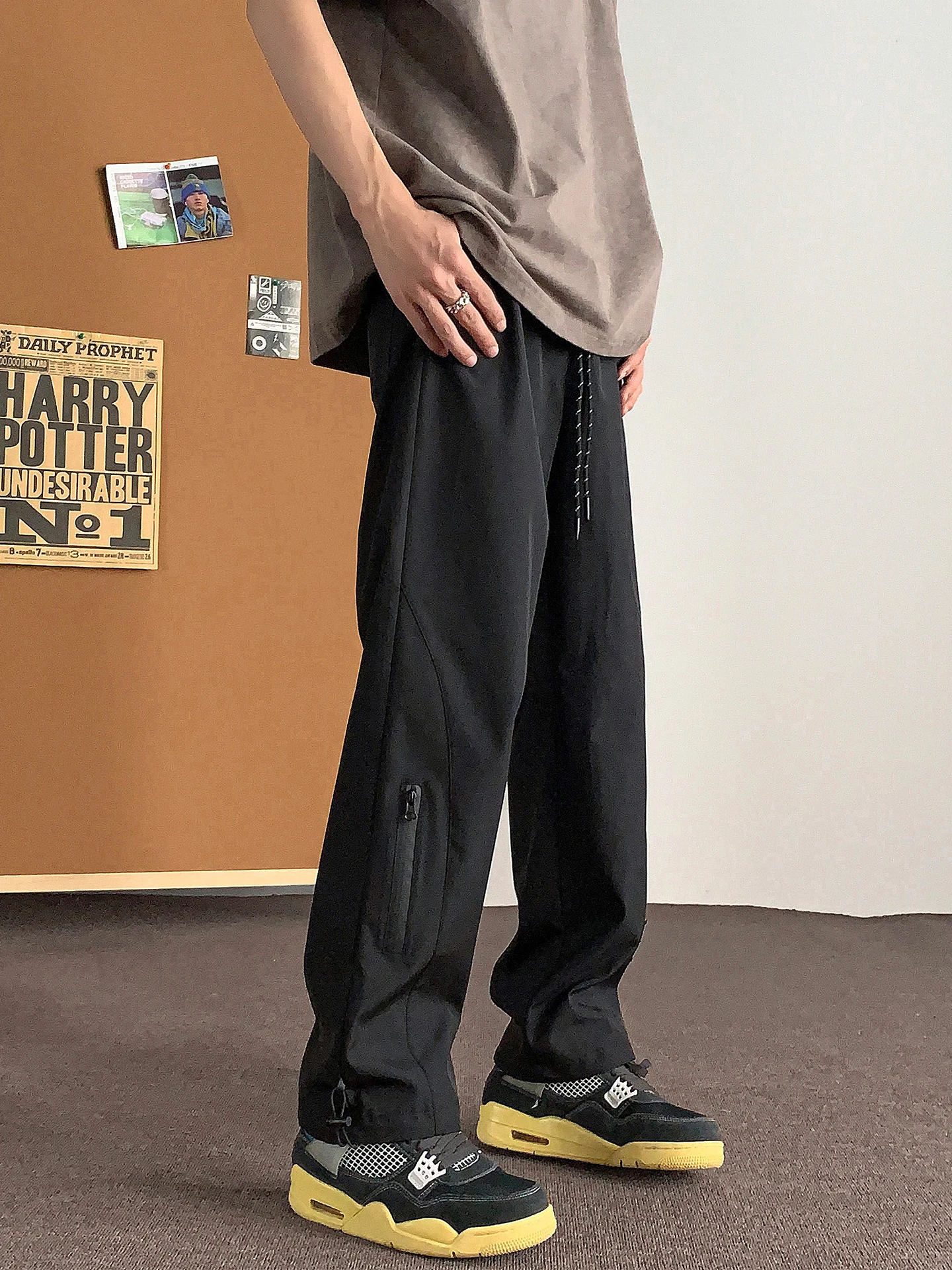 

Мужские уличные брюки для походов, весна 2026, водонепроницаемые, с подкладкой, повседневные, прямые, свободного кроя, из полиэфирного волокна, не мнущиеся