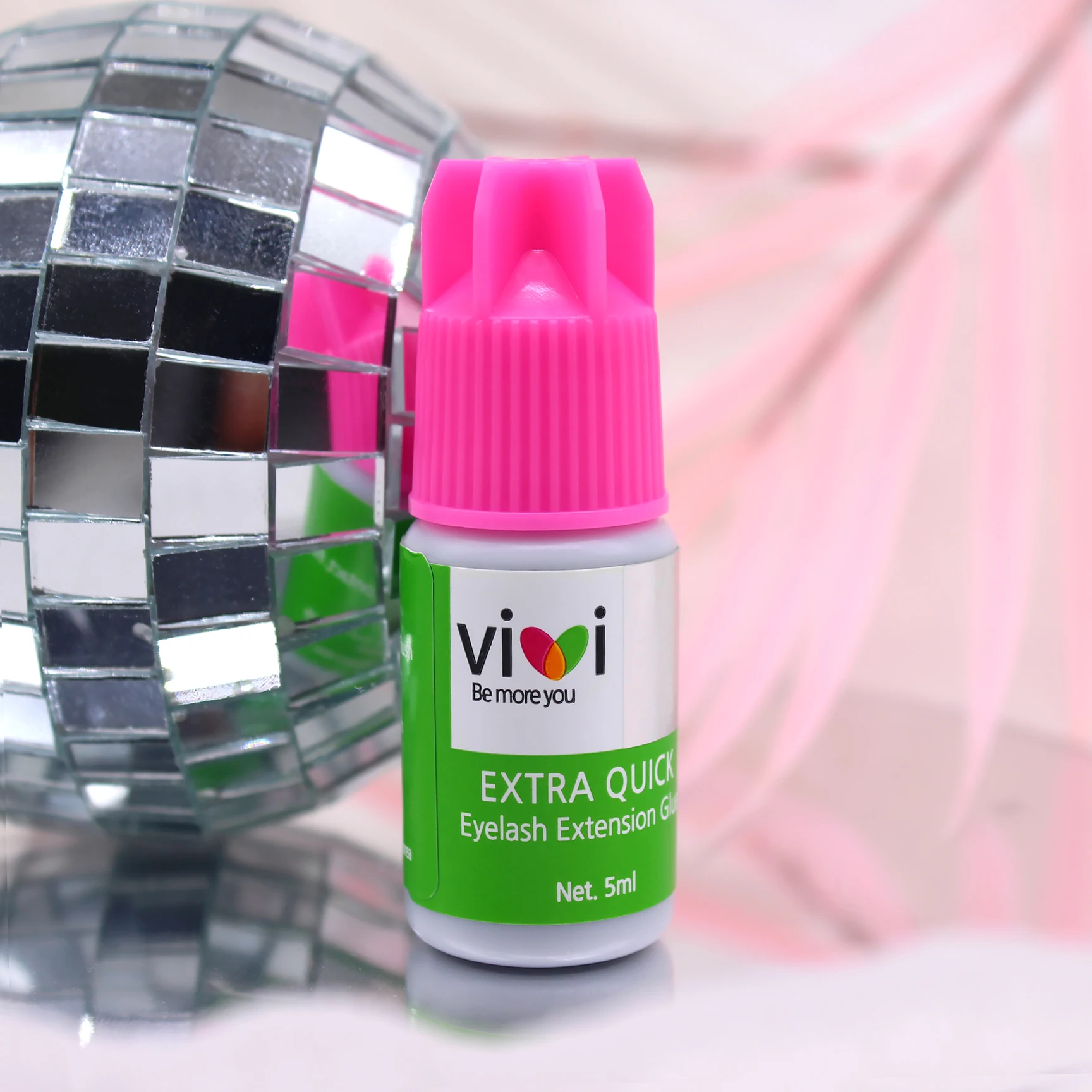 1 botella de pegamento VIVI Original de Corea para extensiones de pestañas, suministros de 5ml, herramientas de maquillaje, EXTRA RÁPIDO, 5ml, tapa rosa 1-2s de secado rápido