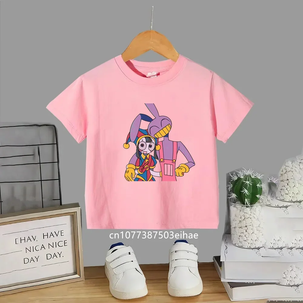 Cute The Amazing Digital Circus Character Kids Cotton Tshirt, Short Sleeve Casual Tees, Children Boys Girls Summer Party Clothes