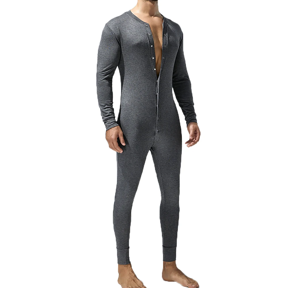 Mens Undershirts Onesies Sleepwear Long Sleeve Button Causal Jumpsuits Leggings Wrestling Singlets Bodysuits Leotard One-piece