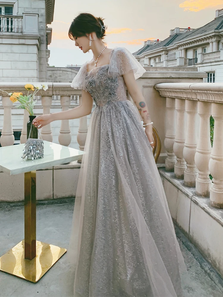 

ay Evening Gown Long Sle Birthday Adult Ceremony Ele Ball ey Color High-End Annual Meeting Women's New 2026 Model