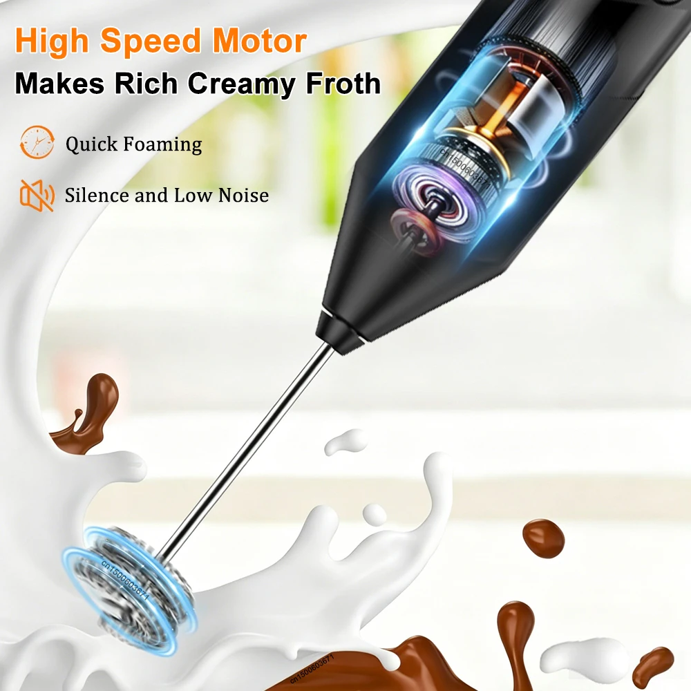 Electric Milk Frother Wireless Egg Beater Stainless Steel Mini Handheld Foam Maker Coffee Milk Mixer For Coffee Cappuccino Cream view 4
