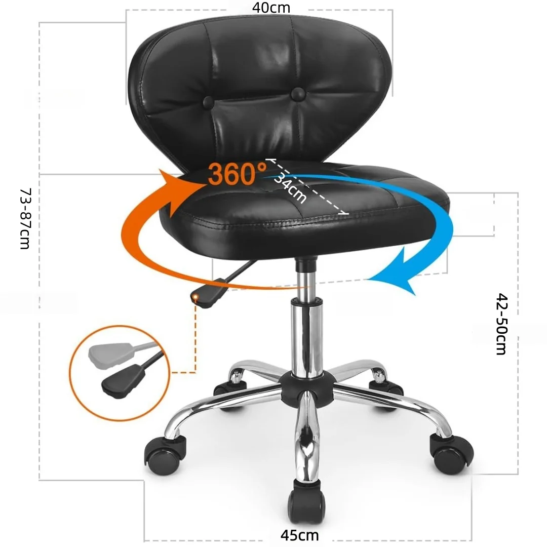 Hydraulic Salon Spa Stool Back Support Pedicure Stool For Beautician Short Height Adjustable Swivel Office Chair For Teen Adults