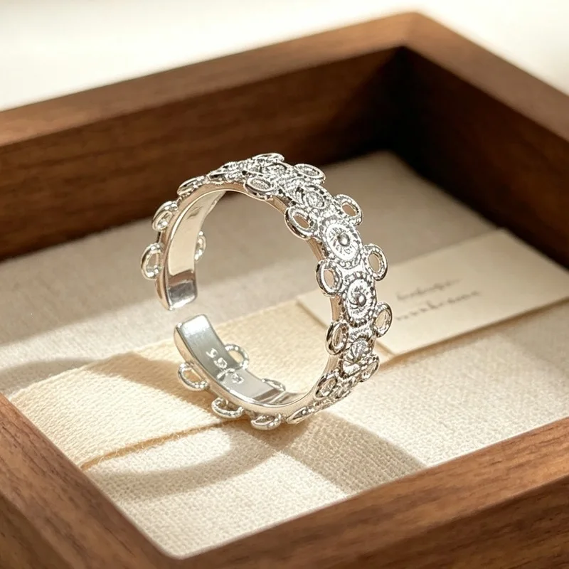 GANPUP Texturierte Runde Verstellbare Fingerringe für Frauen Kreativer Modischer Neuer Ring Schmuck Paargeschenk Party Urlaub Kольцо – Detail 4