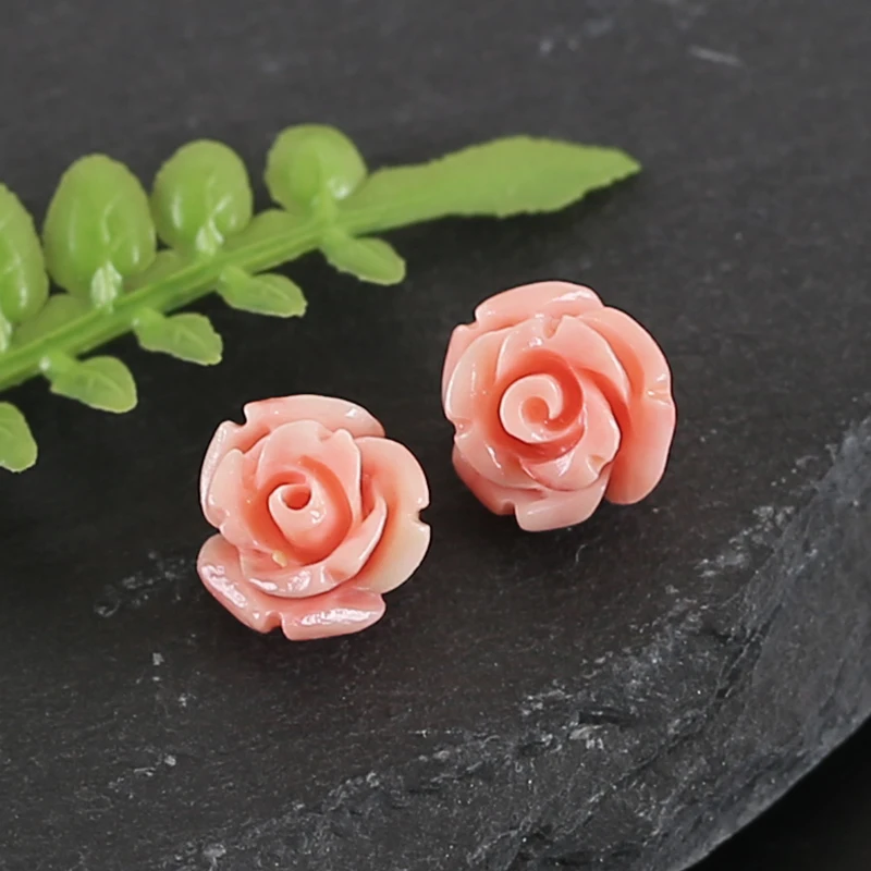 New Arrival Pink Conch Shell Carved Charms Flowers Earrings Beads Jewelry Making DIY Handmade Craft 8x8x8mm 0.6g