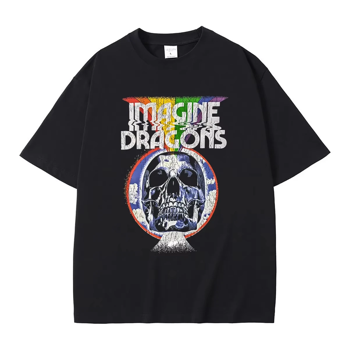 2026 Summer Hot Sale Rock Band Imagine Dragons Skeleton Graphic Print T Shirts Unisex Harajuku Hip Hop Punk Gothic Round Tshirt