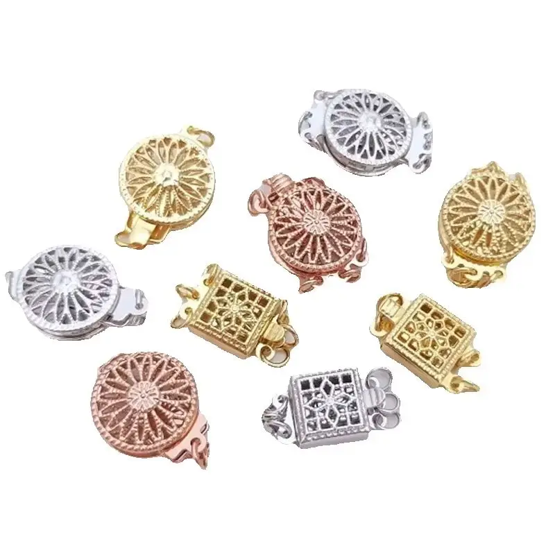 

Vacuum electroplating 18K gold white gold hollow-out fancy pearl clasp sunflower clasp DIY necklace accessories