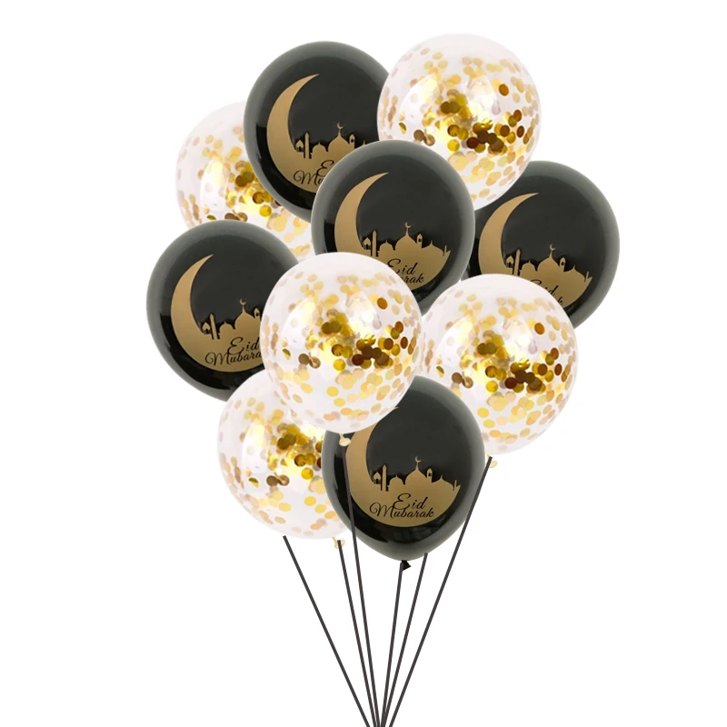 1 Beutel 10 Zoll Mond Eid Mubarak Latex Ramadan Mubarak Ballon Muslimisches Islamisches Festival Eid al-Fitr Party Deko Zubehör