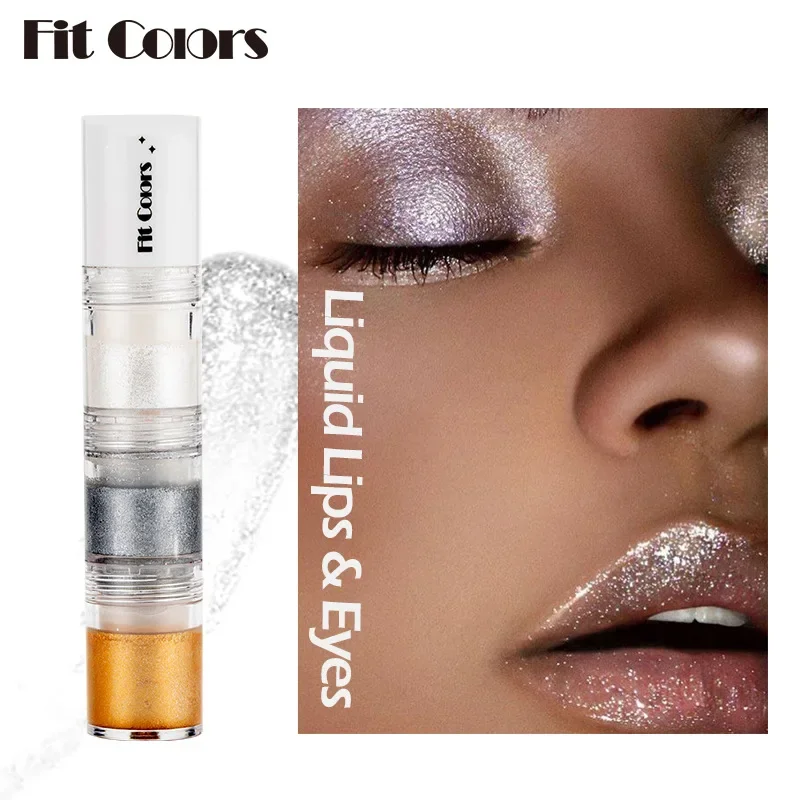 3 IN 1 Smoky Makeup Eyeshadow Diamond Liquid Pearl Shimmer Eye Shadow Double Use Liquid Glitter Lip Gloss Eye Cosmetics