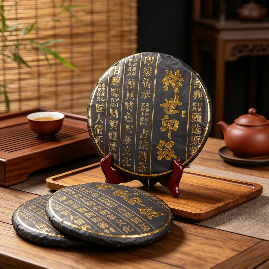Inherited Seal Grade Ripe/Raw Puer Tea Cake Black Paper Standard 357g Pu'er Cotton Packaging Pu erh Tissue Paper Reusable Yunnan