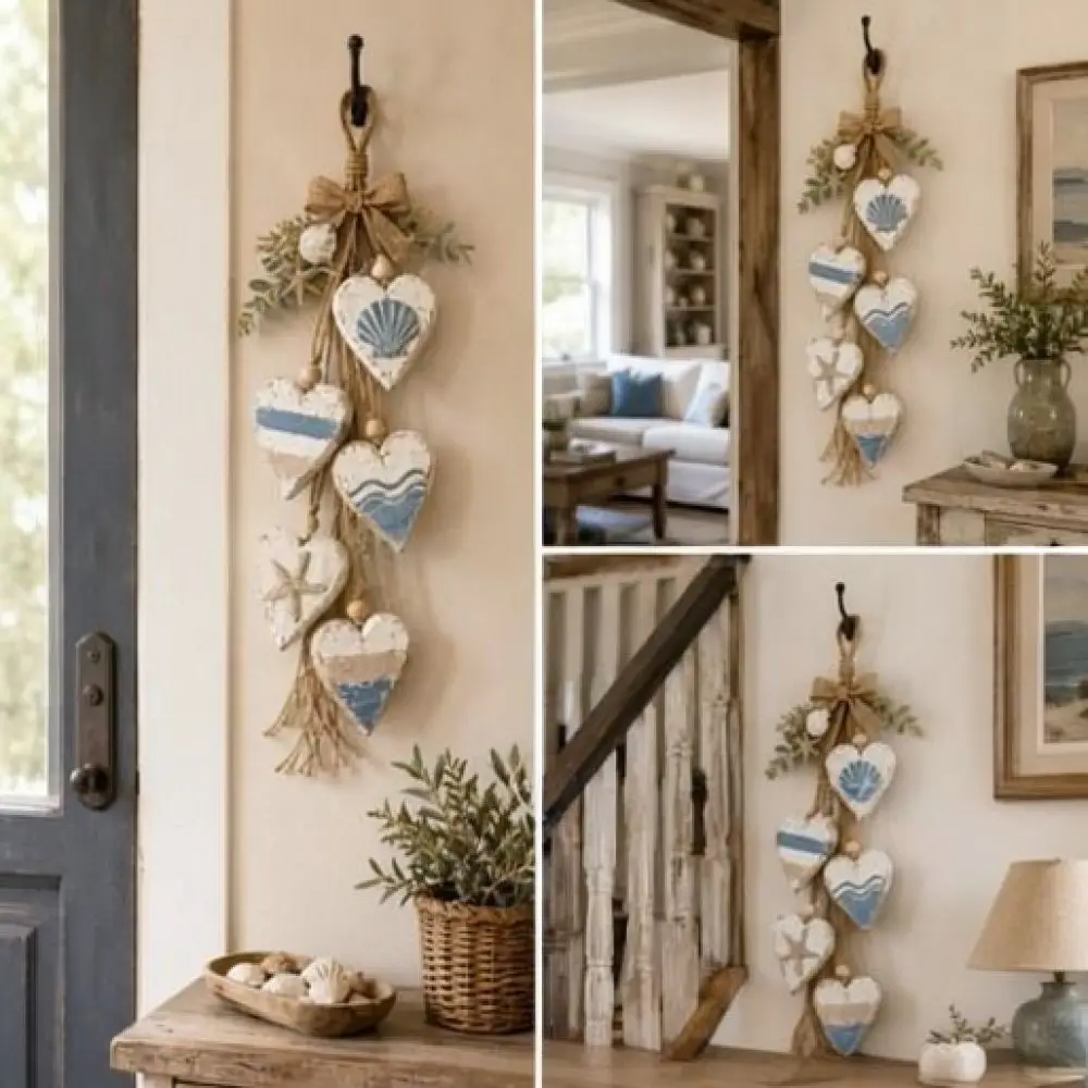 Heart Wall Art Hanging Ornament Decorative Beech Wood Piece For Home Interior Room Decoration Style Aesthetic