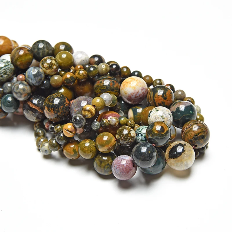 4m6m8m Großhandel runde natürliche Ozean Achat Jaspis Stein Perlen natürliche Edelstein Perlen DIY lose Perlen für Schmuck machen Strang – Detail 2