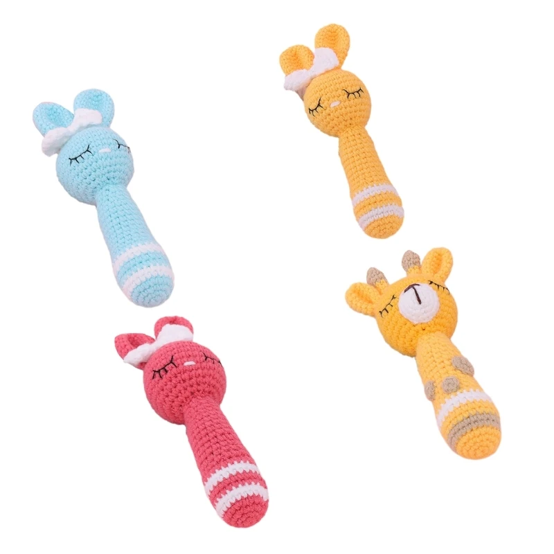 

Cartoon Handmade Animal Rattle Handheld Animal Rattle for Children Soft Crochet Appease Sleeping Toy Gift for Children N84E