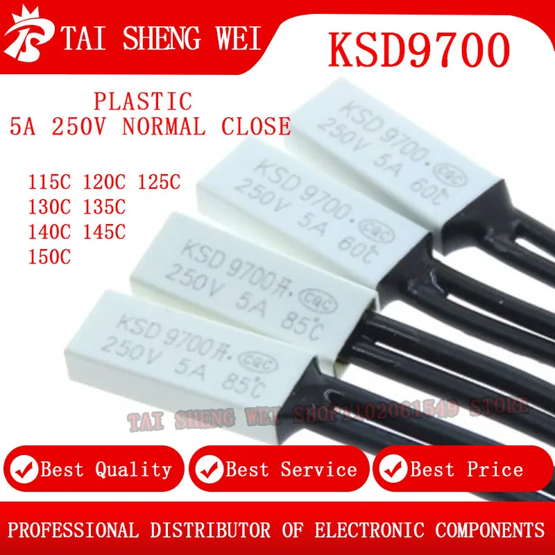 10PCS KSD9700 5A 250V 115C 120C 125C 130C 135C 140C 145C 150C Normal Close Thermostat Thermal Protector fuses Temperature Switch