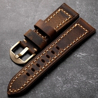 Handmade First Layer Cowhide Leather Watchband 20 21 22 24 26MM Vintage Bronze Men Watch Bracelet Thickened Vintage Style