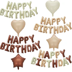 1set 16inch Happy Birthday Letter Balloons Retro Beige Coffee Letter Balloon Set for Kids Adults Happy Birthday Party Decoration