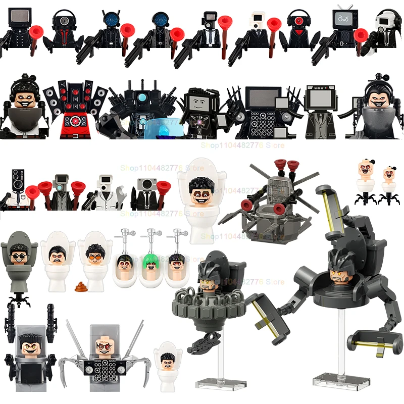 

Anime Cartoon Bricks Skibidi Toilet Model Brick Cameraman Toilet Man Educational Kids Assemble Figure Building Blocks Action Toy