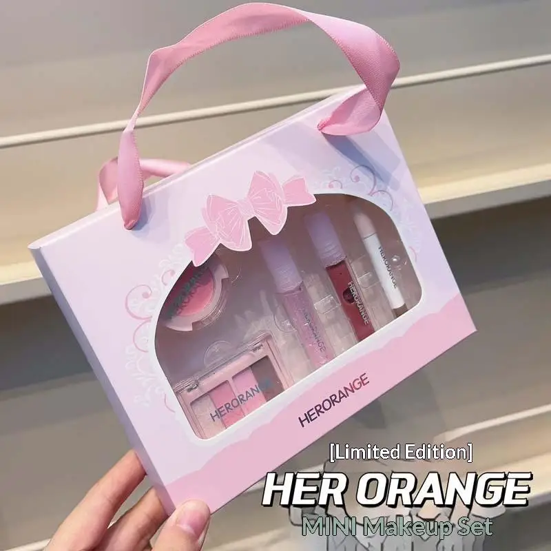HERORANGE メイクアップセット 6点入り リップグロス、アイライナー、チーク、アイシャドウ、長持ち、防水、化粧品セット