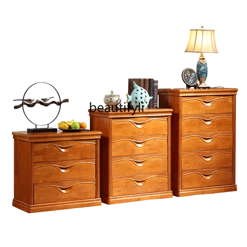 

Solid Wood Chest of Drawers Simple Modern Bedroom Storage Cabinet Multi-Layer Multifunctional Living Room Locker