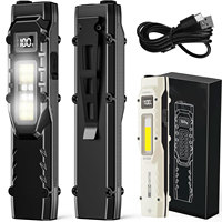 eDC tactical flashlight,1100LM rechargeable lED flat flashlight w/Clip & digital display,Pocket flashlight for camping emergency