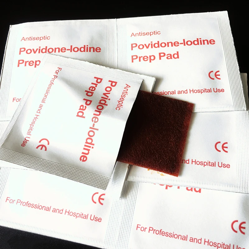 200Pcs Disposable Povidone Iodine Disinfection Sheet Sterilization Skin Cleaning Care Wound Iodophor Cotton Tissue Pads