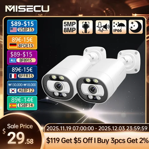 MISECU UHD 8MP 4K cámara IP POE para exteriores AI inteligente H.265 comunicación bidireccional Color visión nocturna cámara de vigilancia de grabación en el hogar