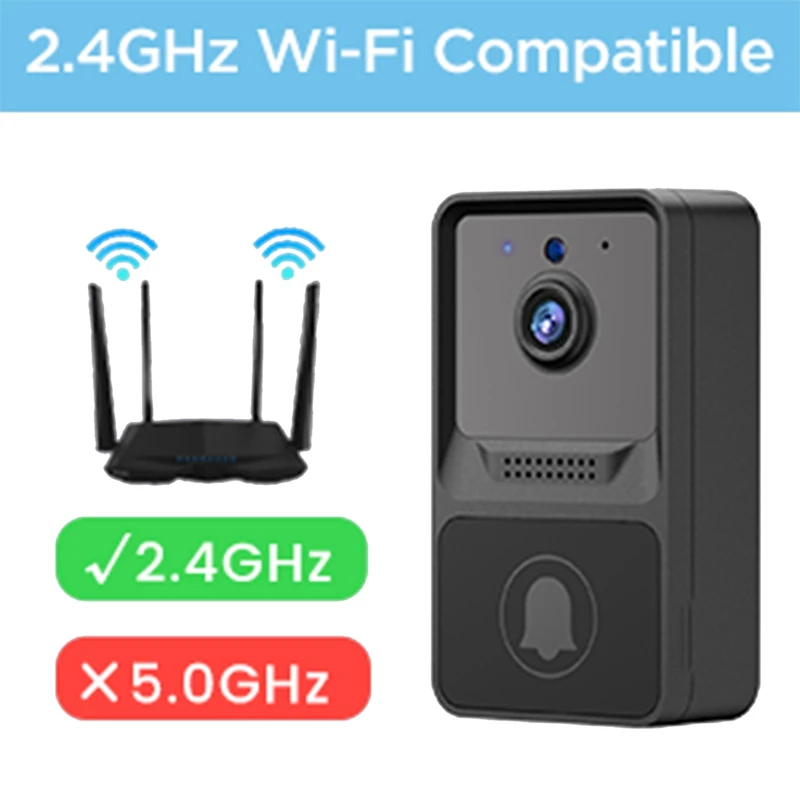 Timbre de puerta inteligente con Wifi para el hogar, intercomunicador de Audio bidireccional, visión nocturna, funciona para seguridad del hogar, 1 Juego