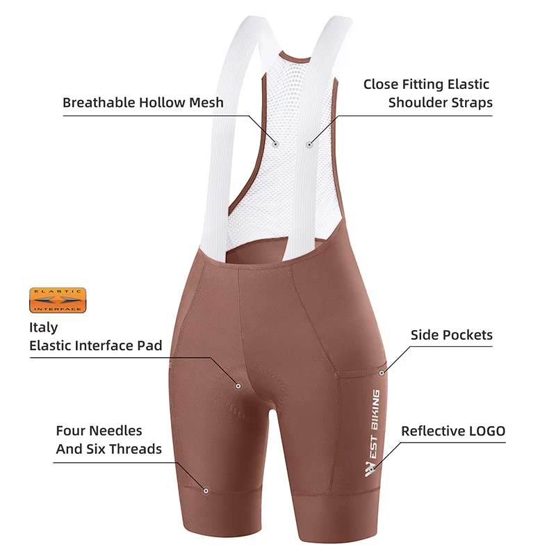 

WEST BIKING Cycling Bib Shorts Seamless 5.0 Italy ELASTIC-INTERFACE Pad Bretelelle Women Cycling Anti UV Quick Dry Women Shorts