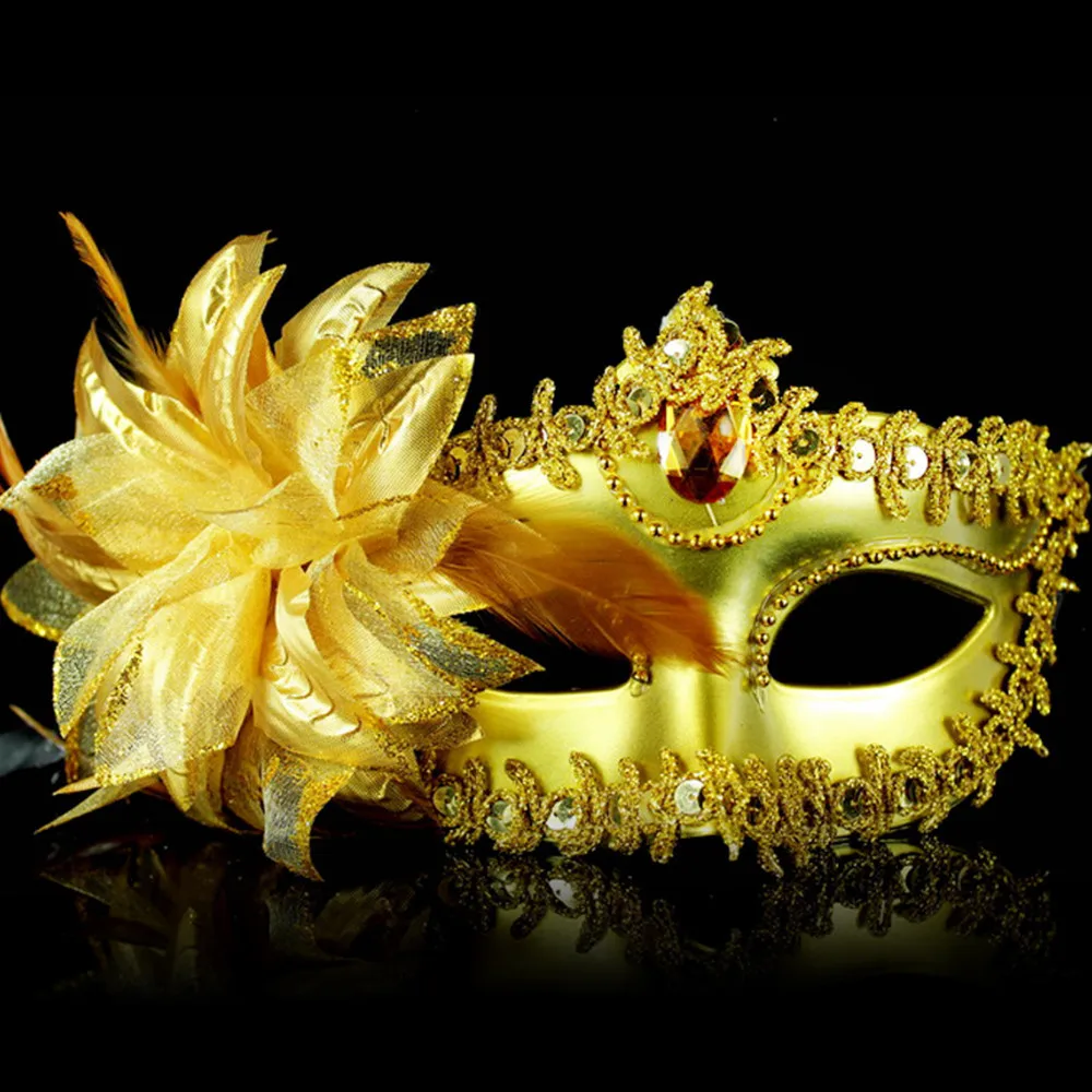 Dance Party Diamond Feather Venetian Mask Venice Feather Flower Wedding Carnival Performance Costume Sex Lady Mask Masquerade