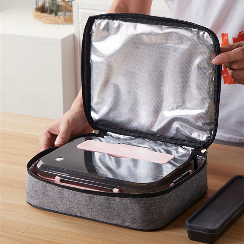 Borsa termica per scatola da pranzo in tessuto Oxford borsa termica portatile Bento Box borsa termica per alimenti contenitore in metallo per Picnic