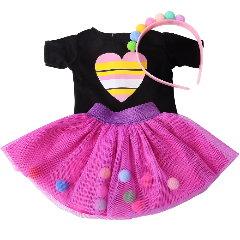 Purple Top + Sequined Skirt American Ours & Generation 18 Inch Girl Doll Clothes Kids Toys 43 Cm Baby Dolls Accessories Dress