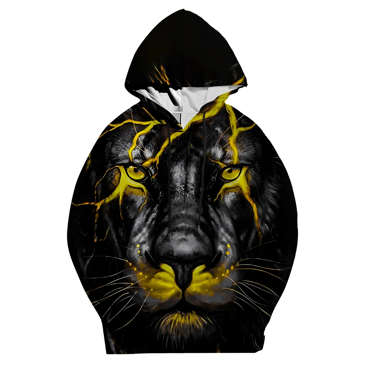 

New Creative Lightning Lion King Animal Trend Pattern 3D Printed Men's Cool Hoodie for Fall 2024