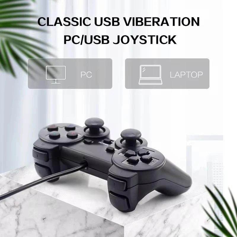 DATA FROG Vibration Joystick Wired USB PC Controller per PC Computer portatile per WinXP/Win7/Win8/Win10 per Vista Black Gamepad