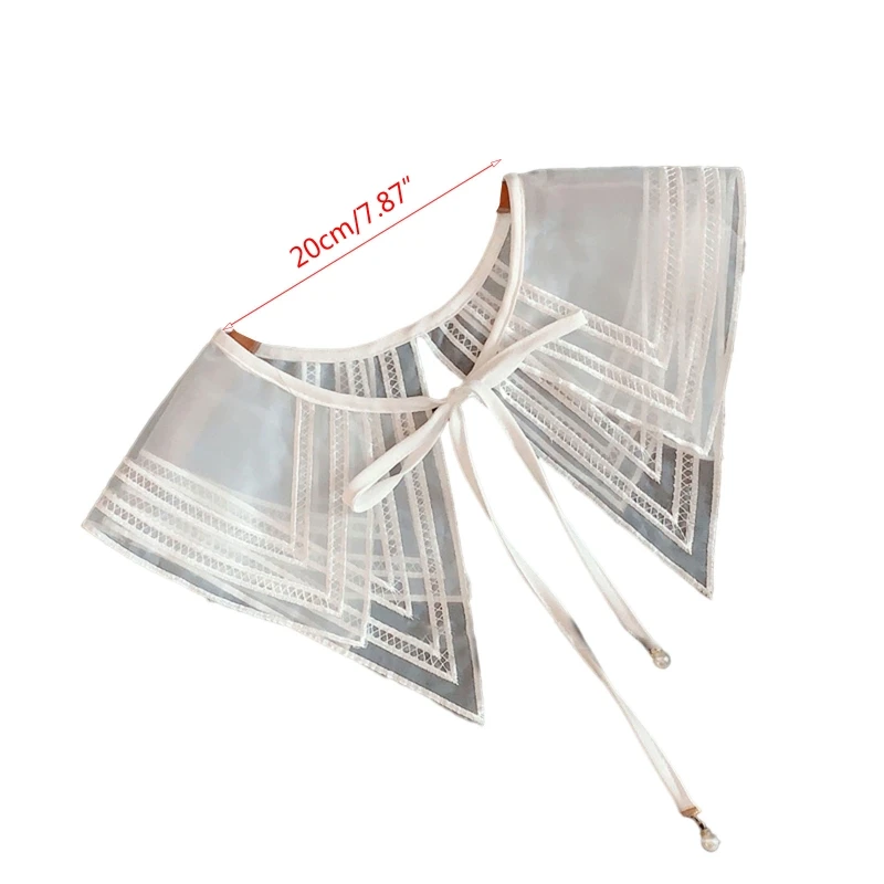 False Detachable Collar Embroidery Double-layer Tulle See Through Neckline