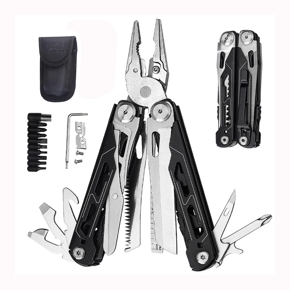 28-in-1 Multipurpose Folding Knife Outdoor 420 Steel Multitool Multifunctional Pliers Camping Tactics Pocket Knife EDC Hand Tool