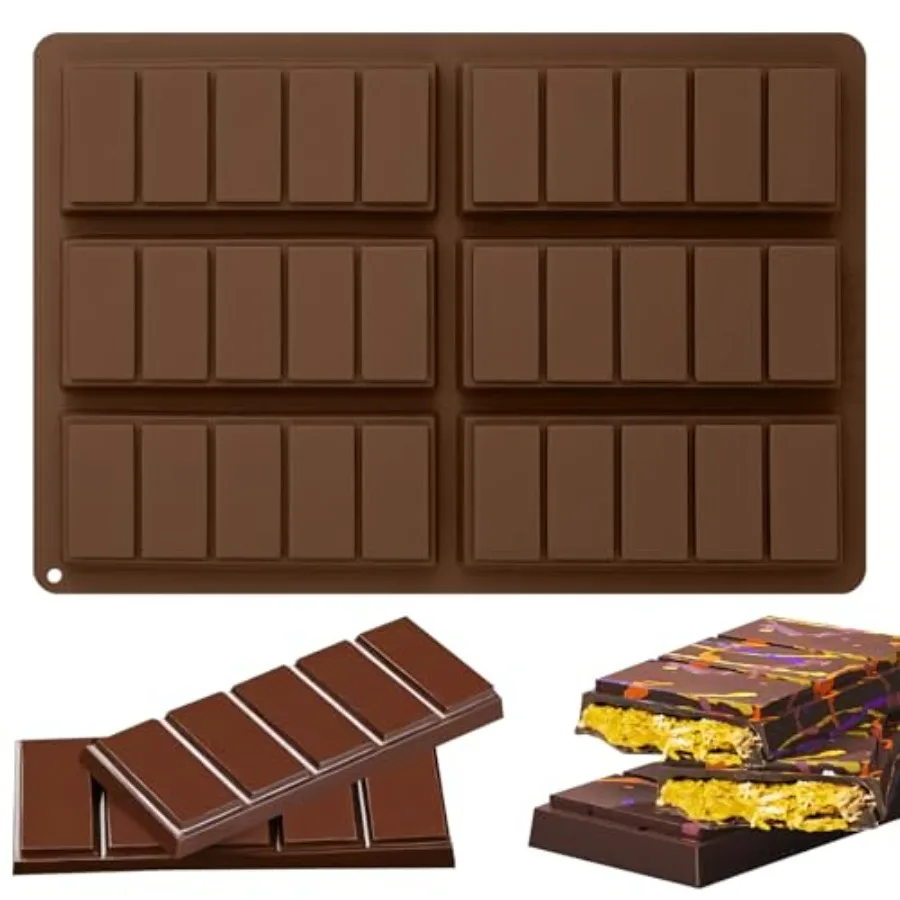 قالب قضيب شوكولاتة سميك كبير من السيليكون قالب حلوى مصنوع يدويًا قوالب شوكولاتة غير لاصقة لشبكة شوكولاتة الحليب