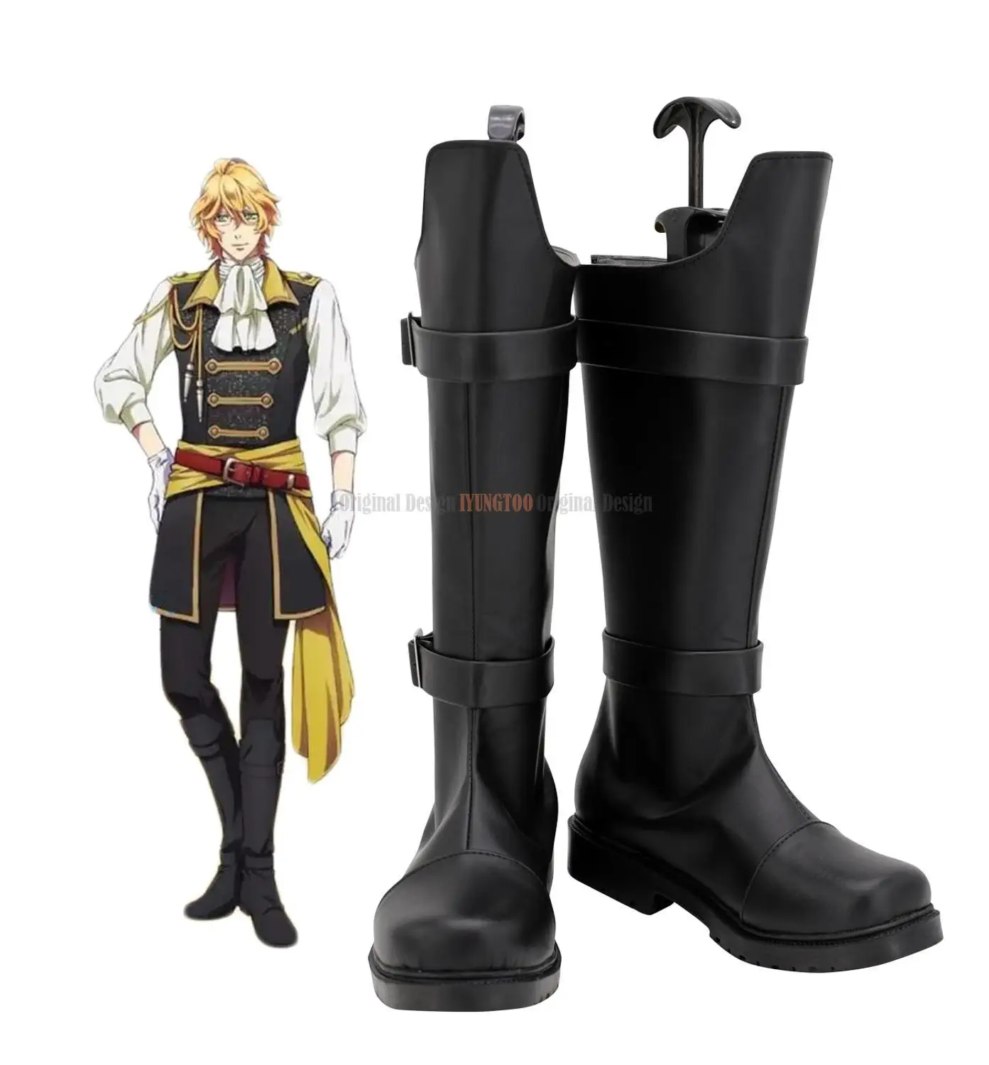 

Uta no Prince-sama 4 Natsuki Shinomiya Cosplay Boots Black Leather Shoes Custom Made