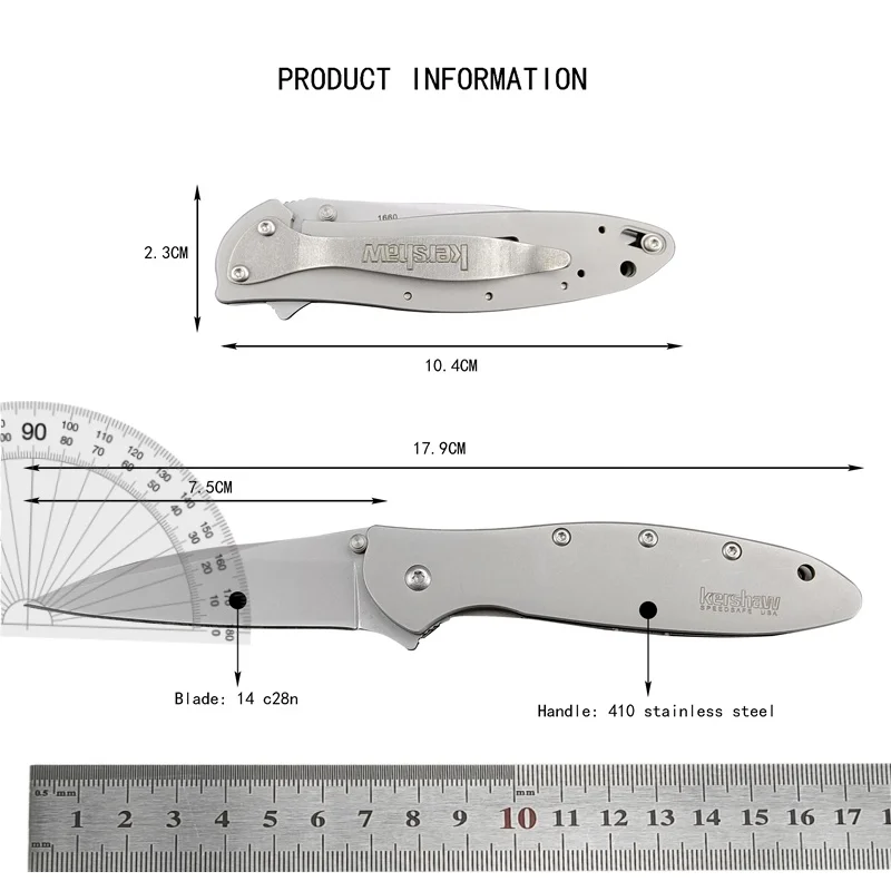 Leek KS1660 410 Carbon Steel Handle Survival Tactics EDC14C28N Blade Hunting Self Defense Hiking Folding Knife